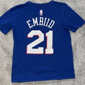 Boys Philadelphia 76ers Joel Embiid Nike youth warmup basketball 🏀 jersey shirt